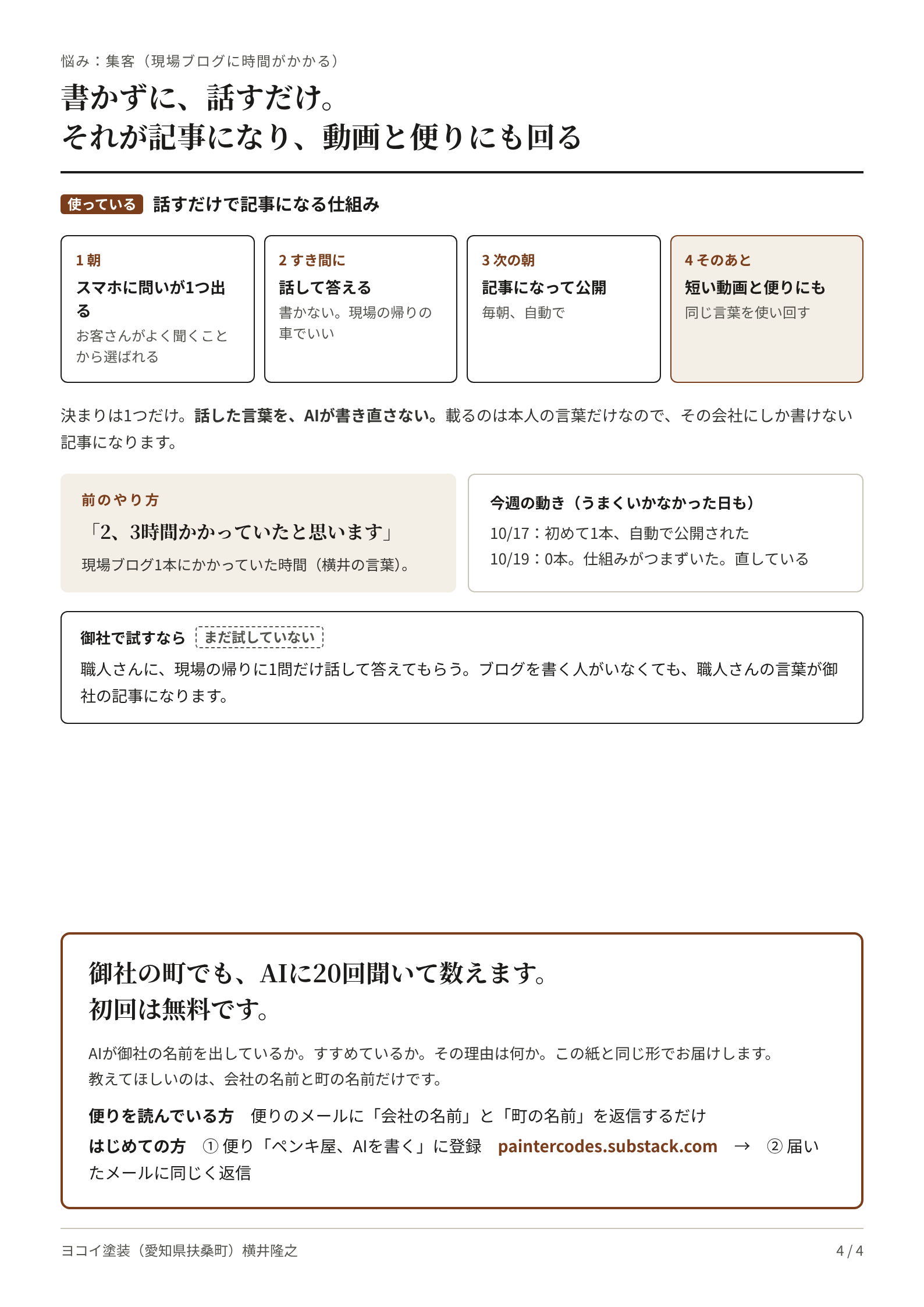 扶桑町 4枚目：集客（話すだけで記事になる仕組み）（2026-10-19）